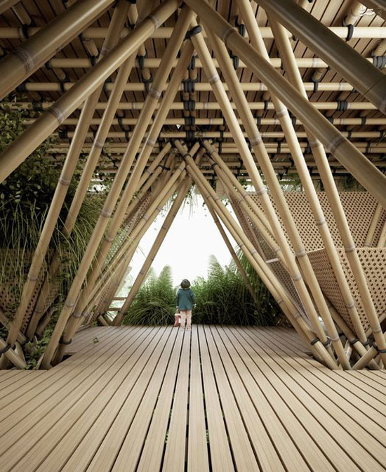 خانه‌ای که فقط از بامبو ساخته شده
