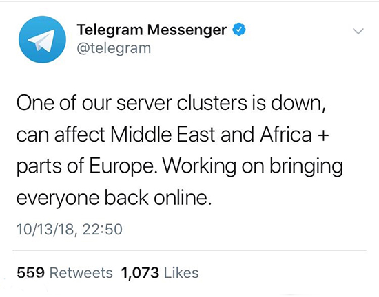 تلگرام قطع شد