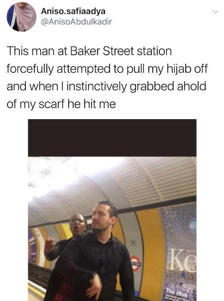 حمله به زن مسلمان در ایستگاه مترو لندن