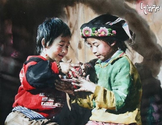 عکس: مردم تبت در پرتره های آبرنگی زیبا