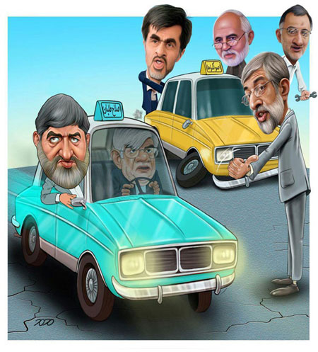 کاریکاتور: حداد عادل دنبال تاکسی عارف!